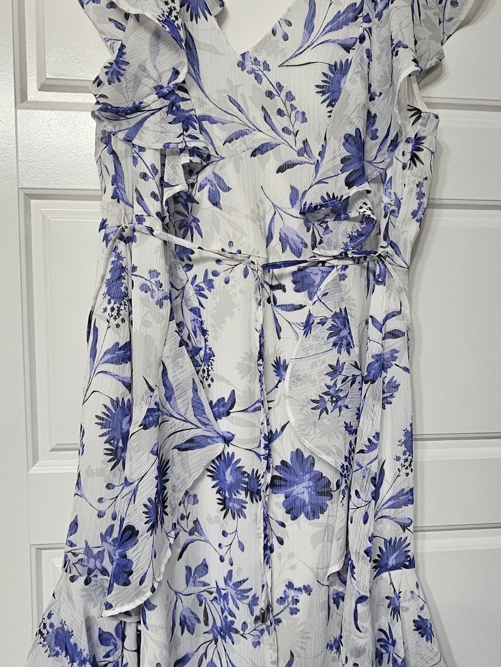 Tommy Hilfiger White Midi Dress with Blue Floral Print